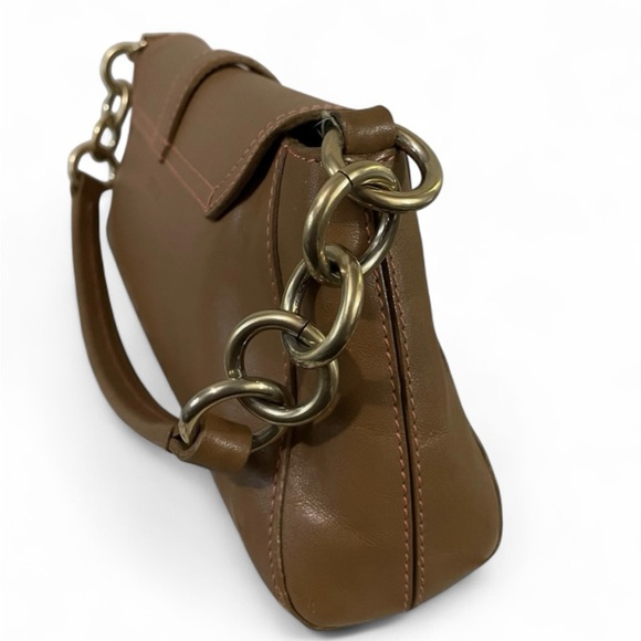 Furla Brown Leather Small Shoulder Bag Gold Hardware Classic Italian Y2K - Picture 10 of 14